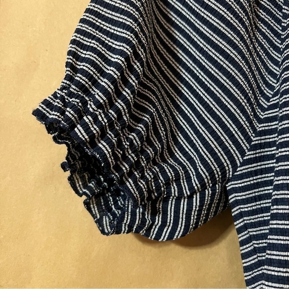 Madewell | Texture & Thread Peasant Top Stripe Popover Blouse Size S - Picture 6 of 9